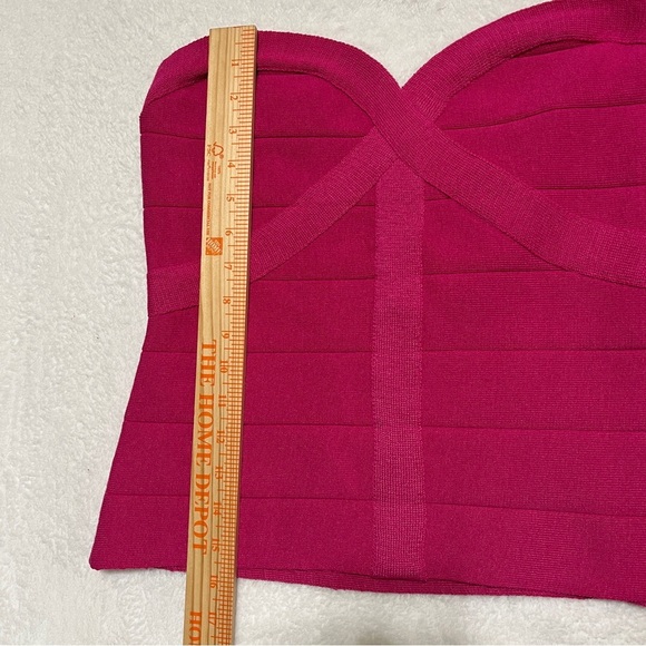 POOF COUTURE Womens Bandage Style Sweater Tube Top Raspberry Pink Size Large - Picture 8 of 8